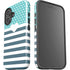 Polka Dots and Stripes Heart in Blue iPhone 16 Plus Impact Case